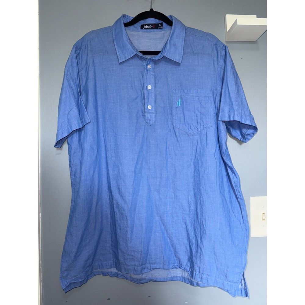 Johnnie-O Riptide Blue Lightweight 100% Cotton Short Sleeve Polo | Size XL
